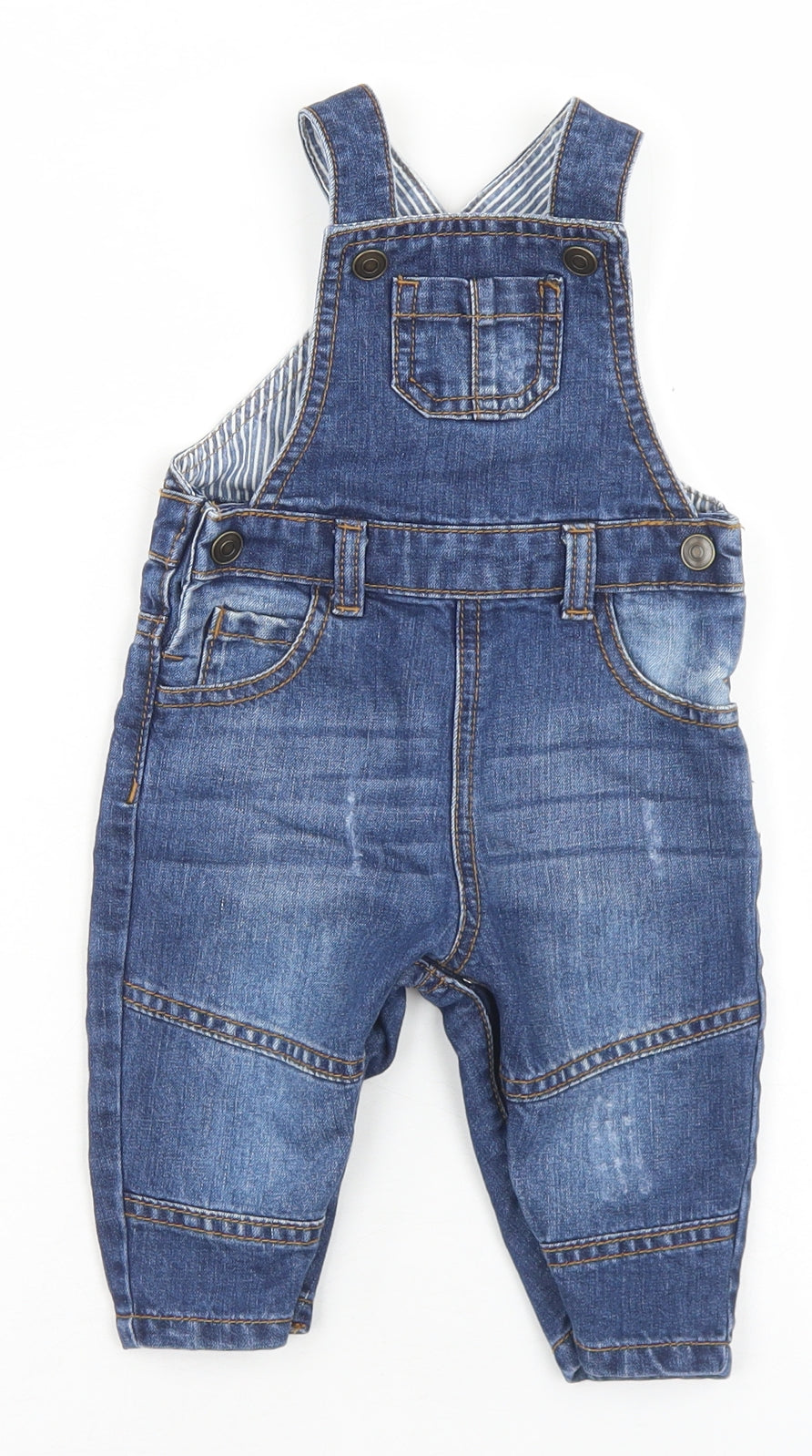 Mini Club Boys Blue  Cotton Dungaree One-Piece Size 3-6 Months  Snap