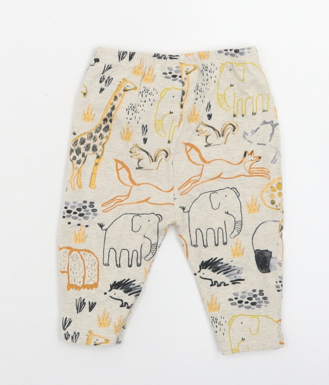 NEXT Boys Beige Geometric Cotton Jogger Trousers Size 3-6 Months   - Jungle Print
