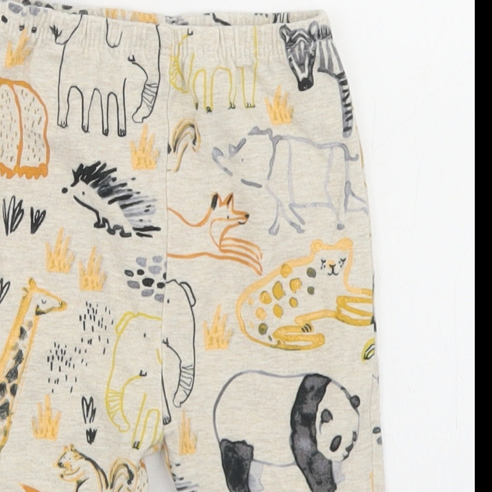 NEXT Boys Beige Geometric Cotton Jogger Trousers Size 3-6 Months   - Jungle Print