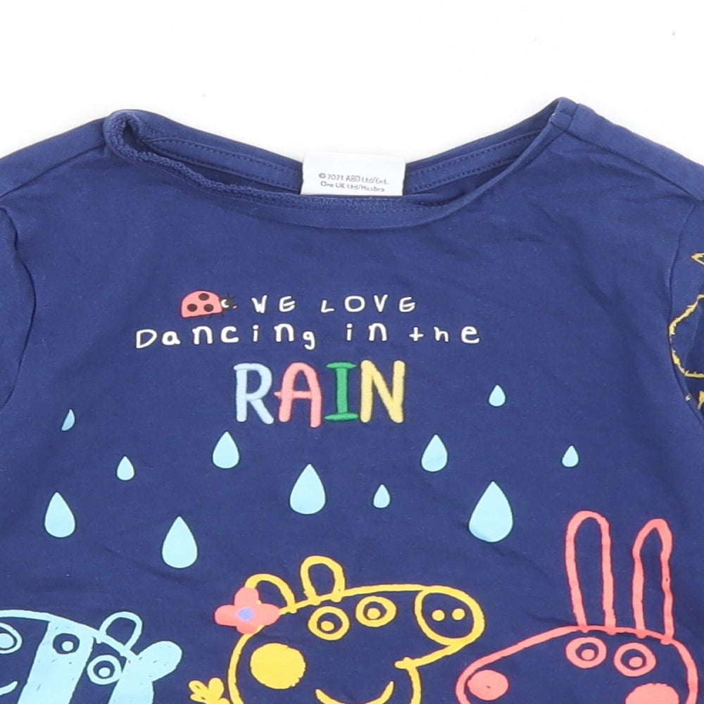 F&F Girls Blue  Cotton Basic T-Shirt Size 4-5 Years Crew Neck  - Peppa pig
