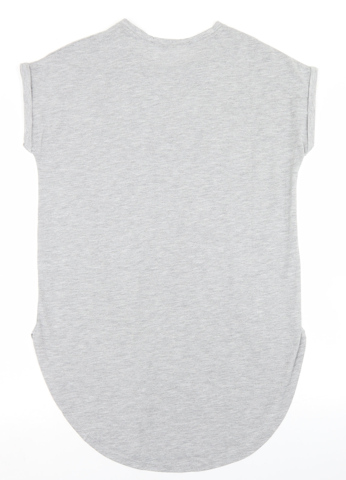 Primark Womens Grey  Polyester Basic T-Shirt Size 10 Crew Neck - Enjoy Life Drink Coffee