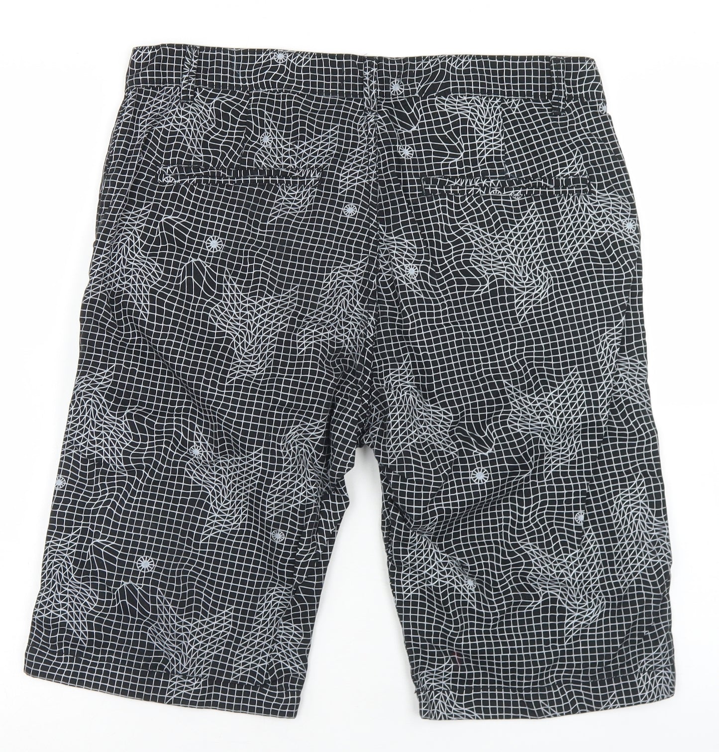 Mossimo Mens Black Geometric Cotton Chino Shorts Size 32 in L10 in Regular Button