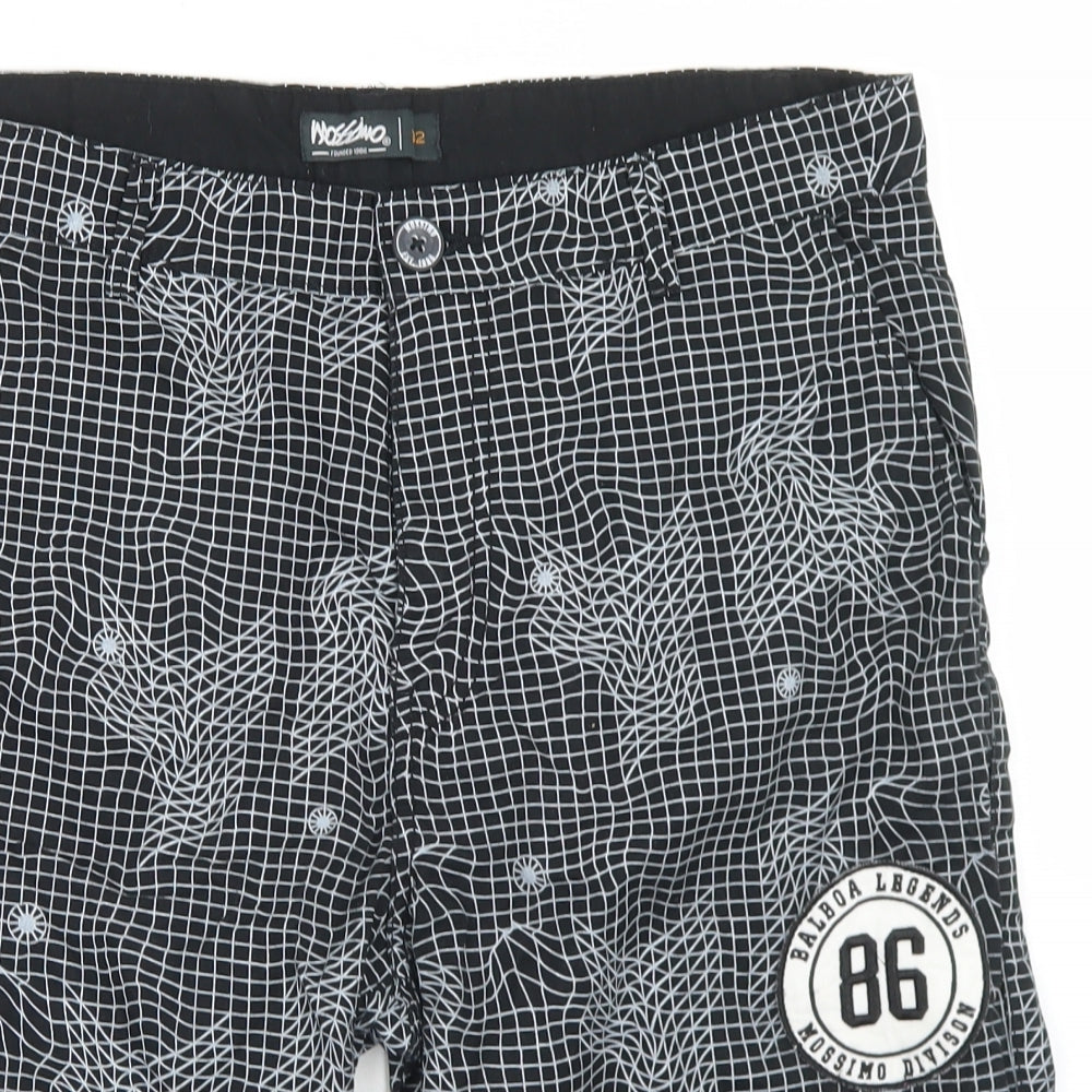 Mossimo Mens Black Geometric Cotton Chino Shorts Size 32 in L10 in Regular Button