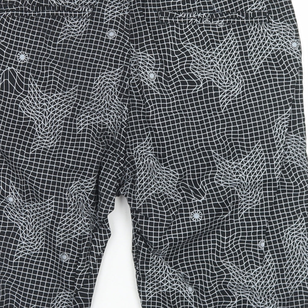 Mossimo Mens Black Geometric Cotton Chino Shorts Size 32 in L10 in Regular Button