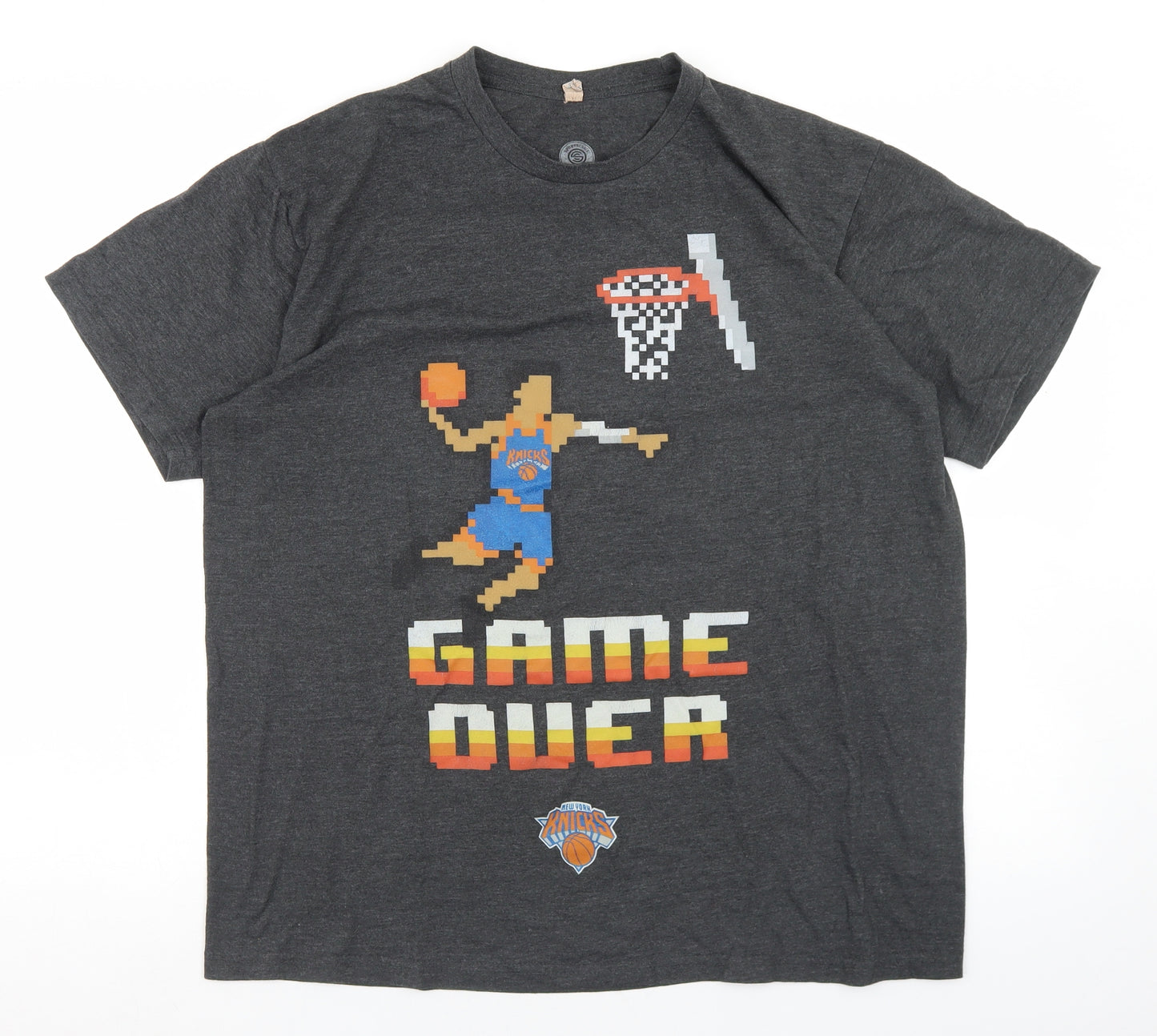 Sports Crate Mens Grey  Cotton  T-Shirt Size L Crew Neck  - New York Knicks