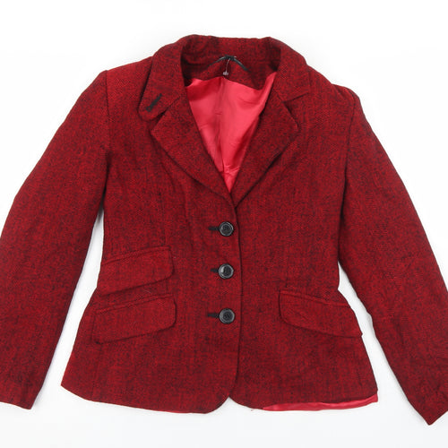 DNK Womens Red  Wool Jacket Blazer Size 12