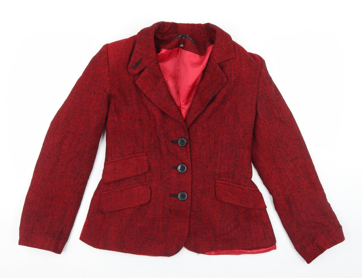 DNK Womens Red  Wool Jacket Blazer Size 12