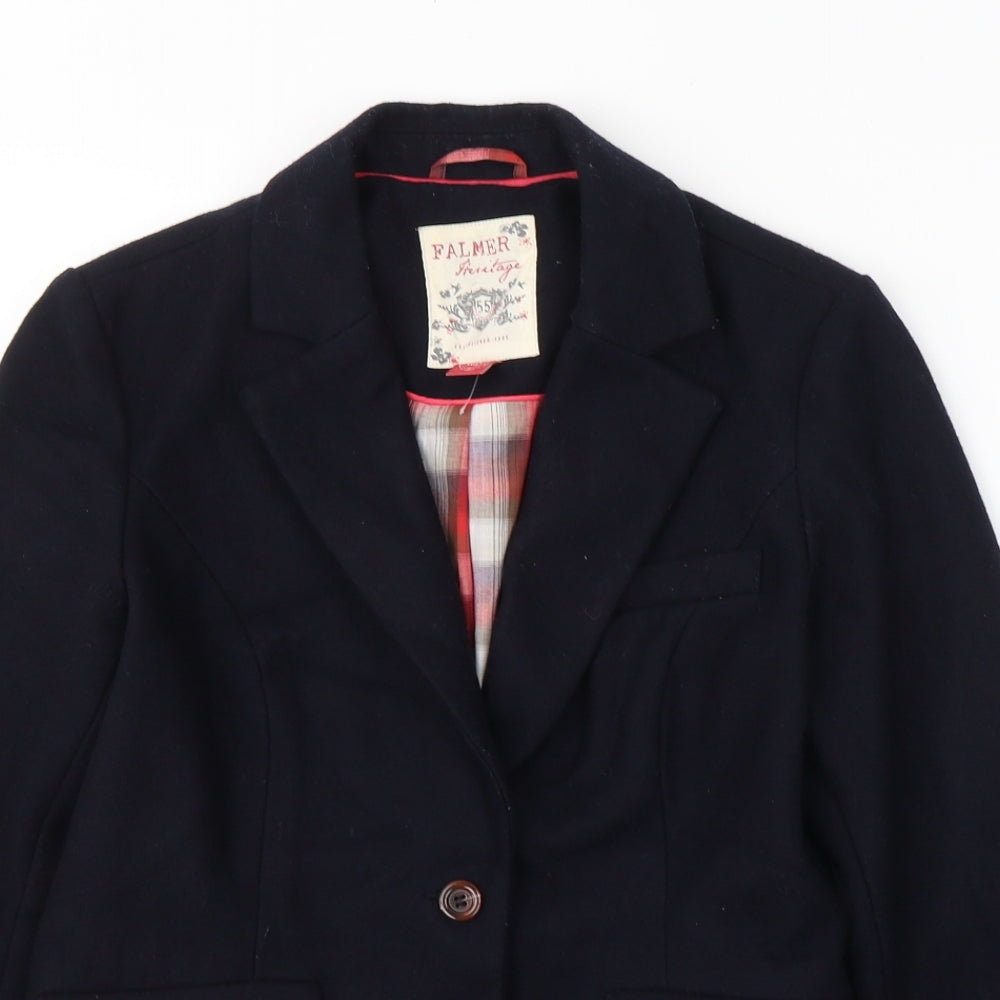 FALMER Womens Black  Wool Jacket Suit Jacket Size 10