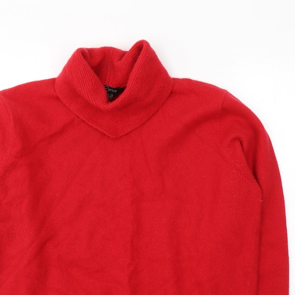 Emreco Womens Red Roll Neck  Wool Pullover Jumper Size 18