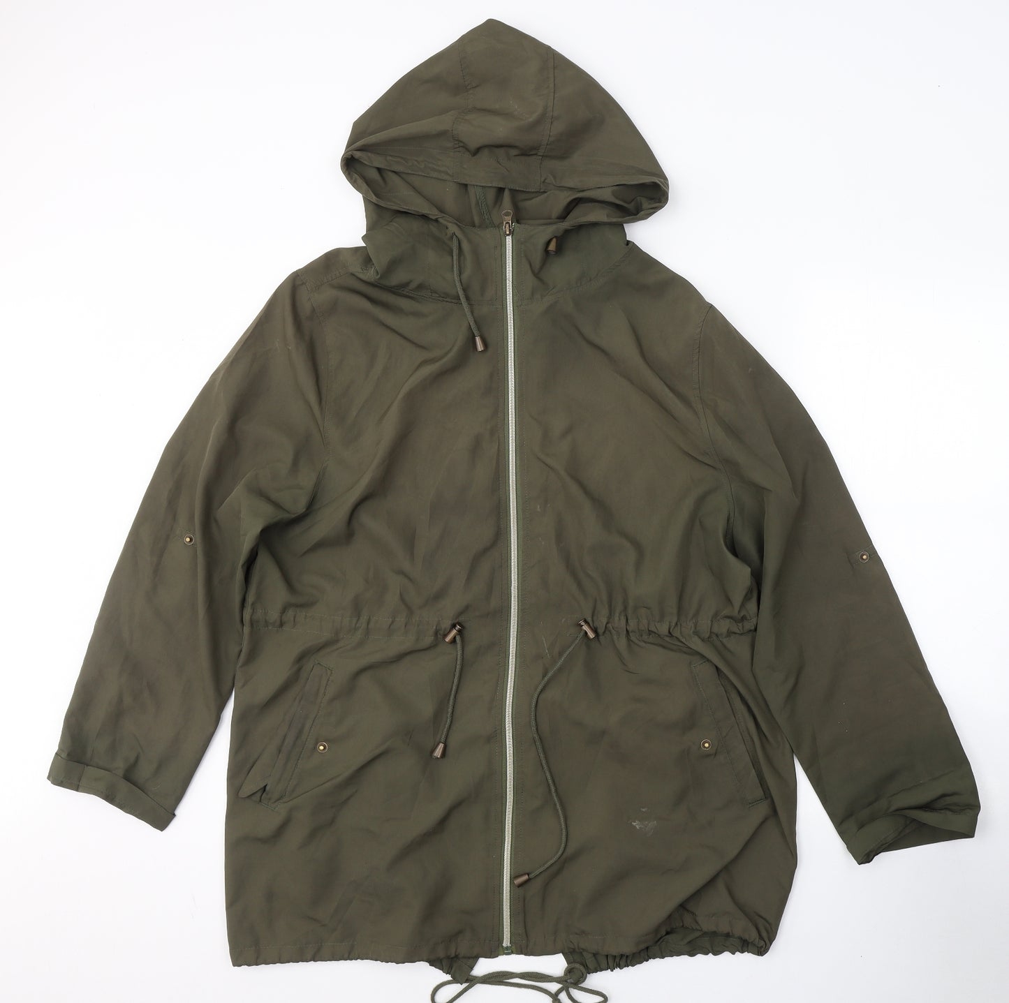 Parka in a Pocket Womens Green   Rain Coat Jacket Size 14  Zip