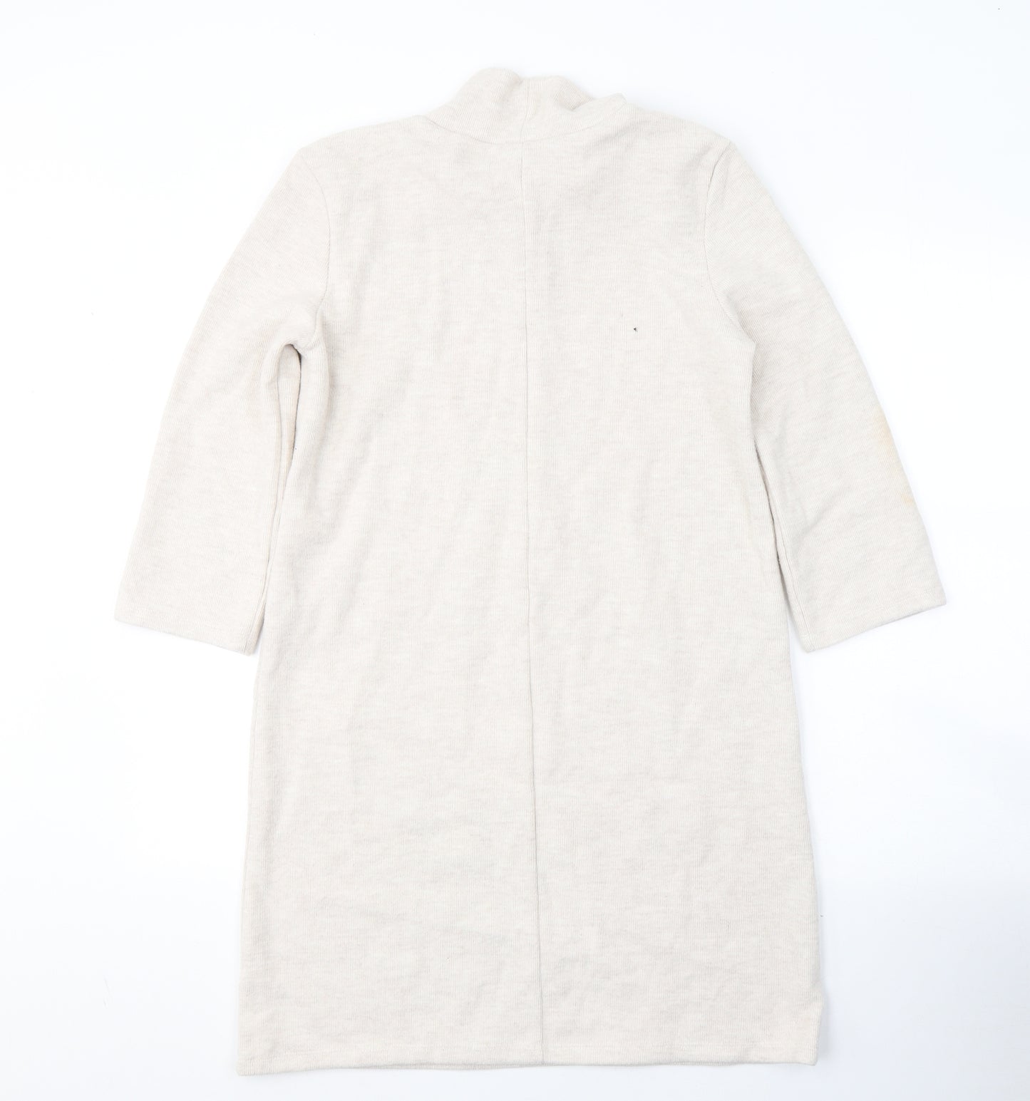Zara Womens Beige High Neck  Cotton Tunic Jumper Size S