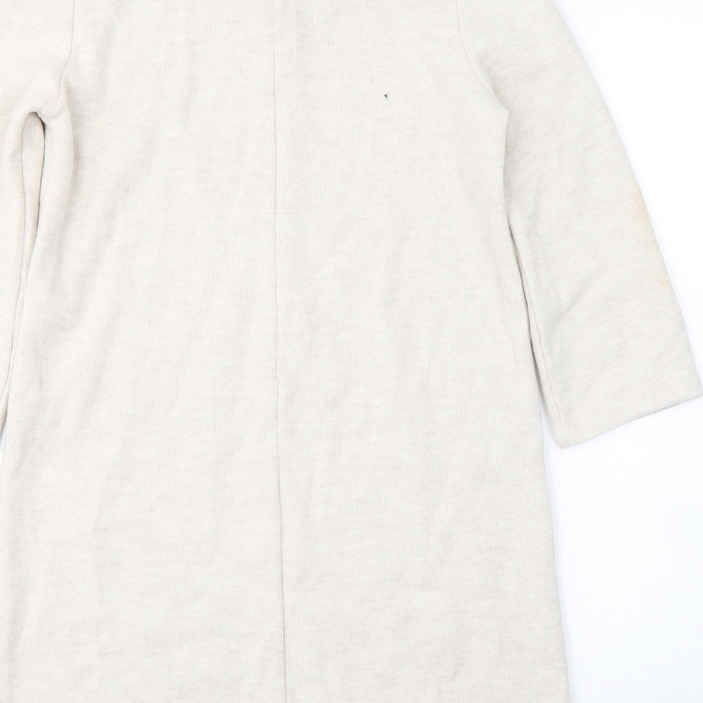 Zara Womens Beige High Neck  Cotton Tunic Jumper Size S