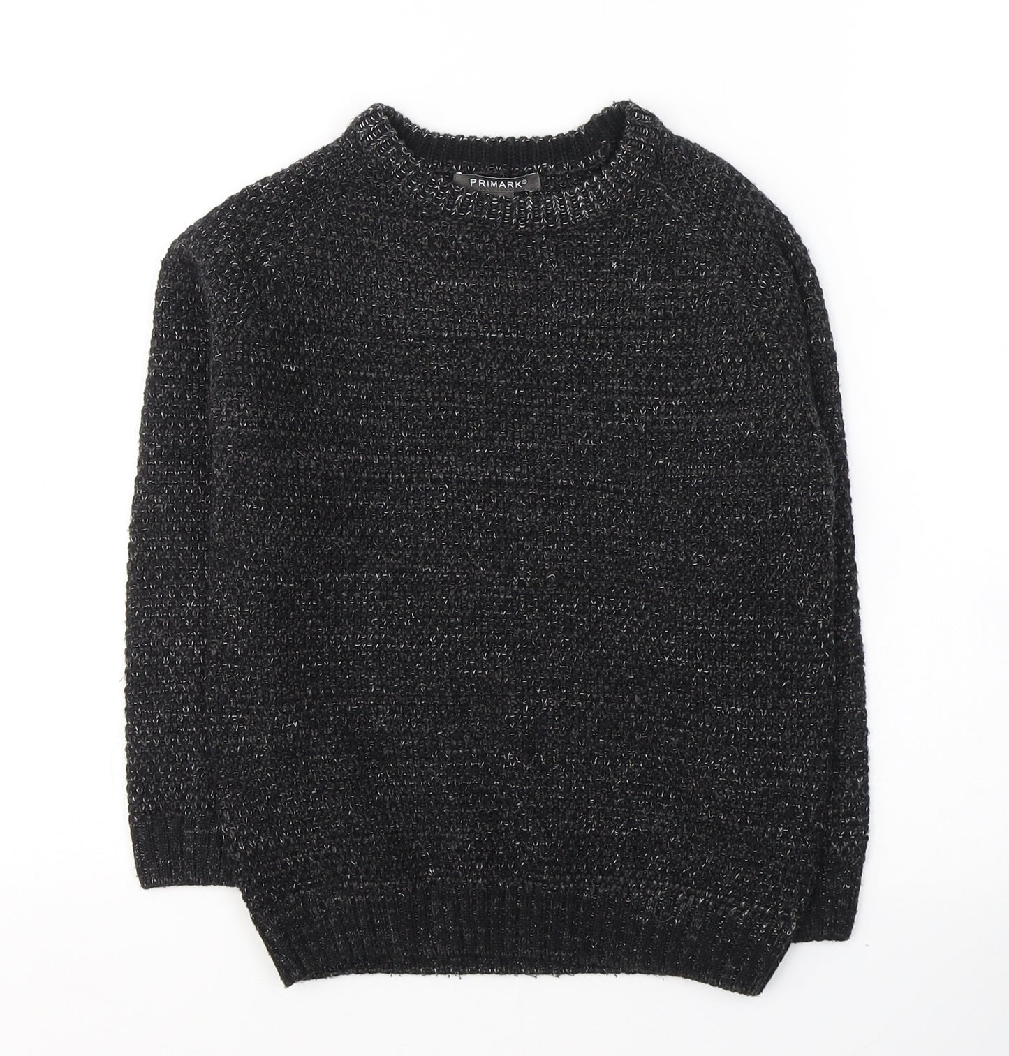 Primark Boys Black Round Neck  Acrylic Pullover Jumper Size 6-7 Years  Pullover