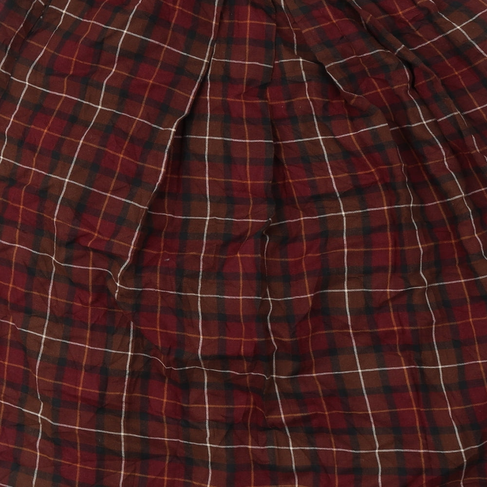 Viyella Womens Red Plaid Wool A-Line Skirt Size 12   Button