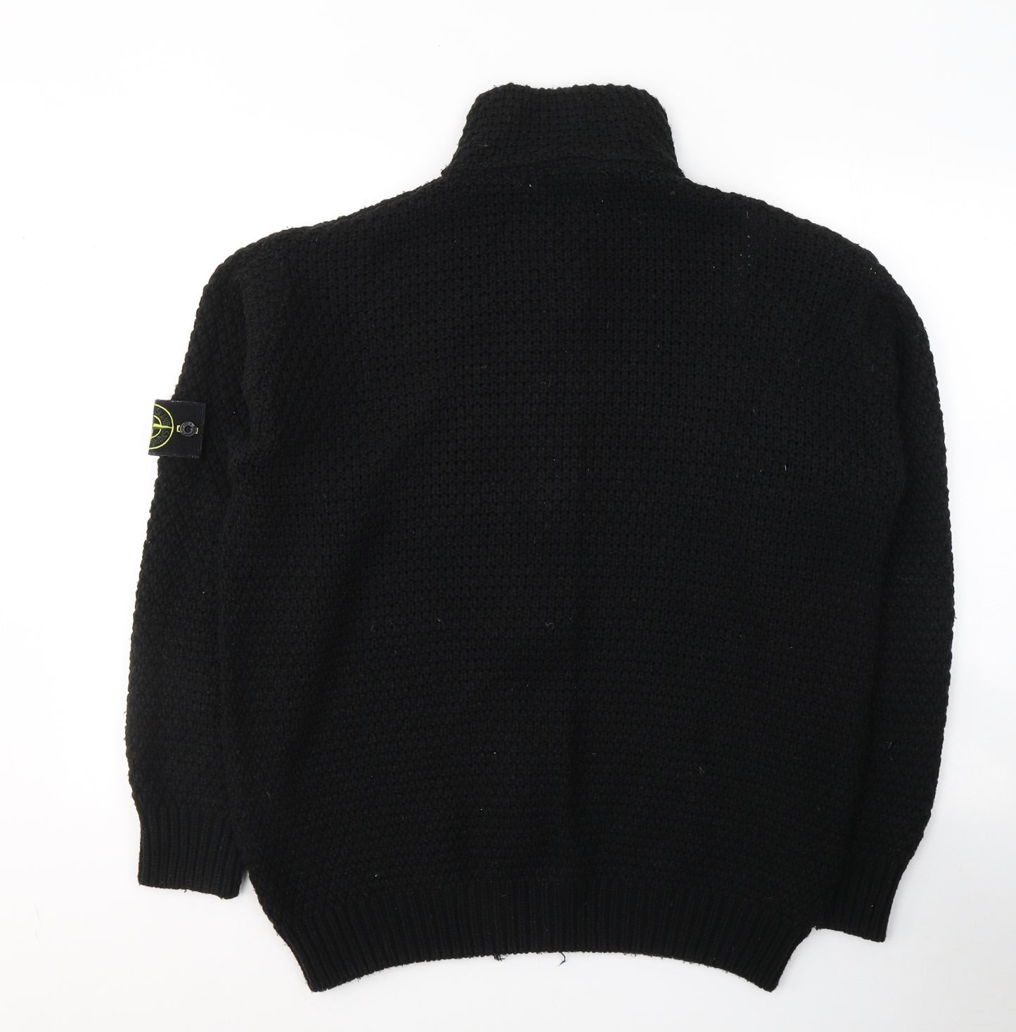 Stone Island Mens Black High Neck  Acrylic Full Zip Jumper Size M
