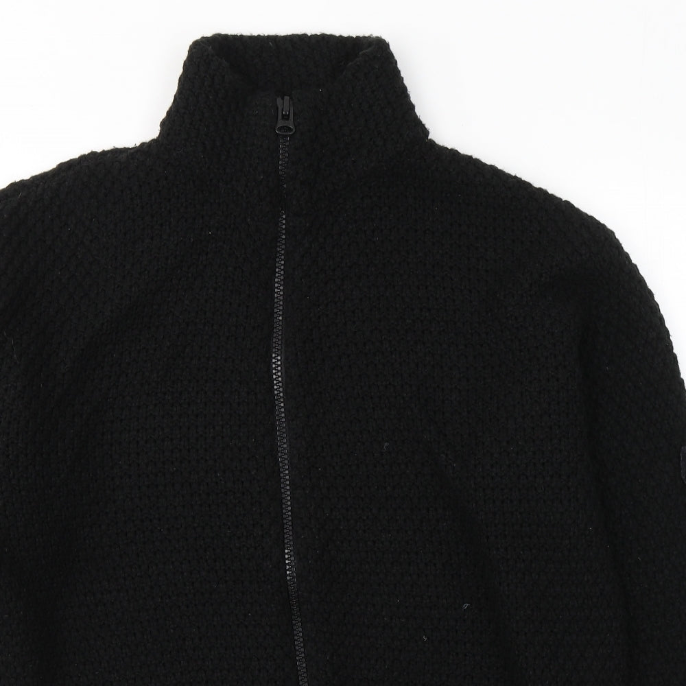 Stone Island Mens Black High Neck  Acrylic Full Zip Jumper Size M