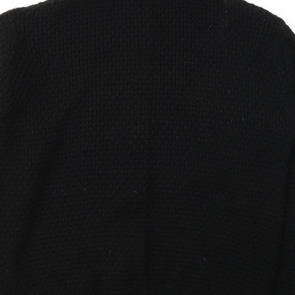 Stone Island Mens Black High Neck  Acrylic Full Zip Jumper Size M
