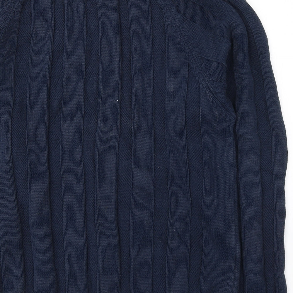 Fred Perry Mens Blue Round Neck  Cotton Pullover Jumper Size L