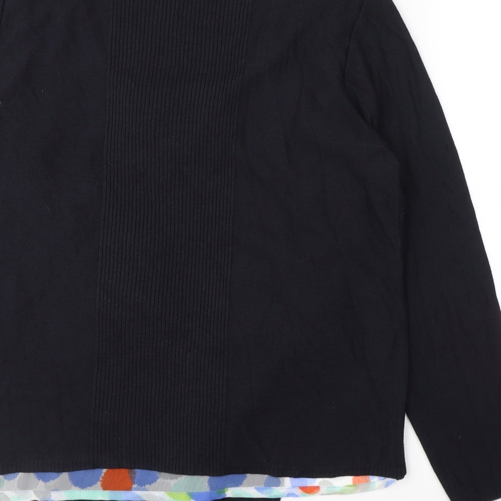 Per Una Womens Black  Viscose Basic Blouse Size 20 Round Neck - Cardigan effect