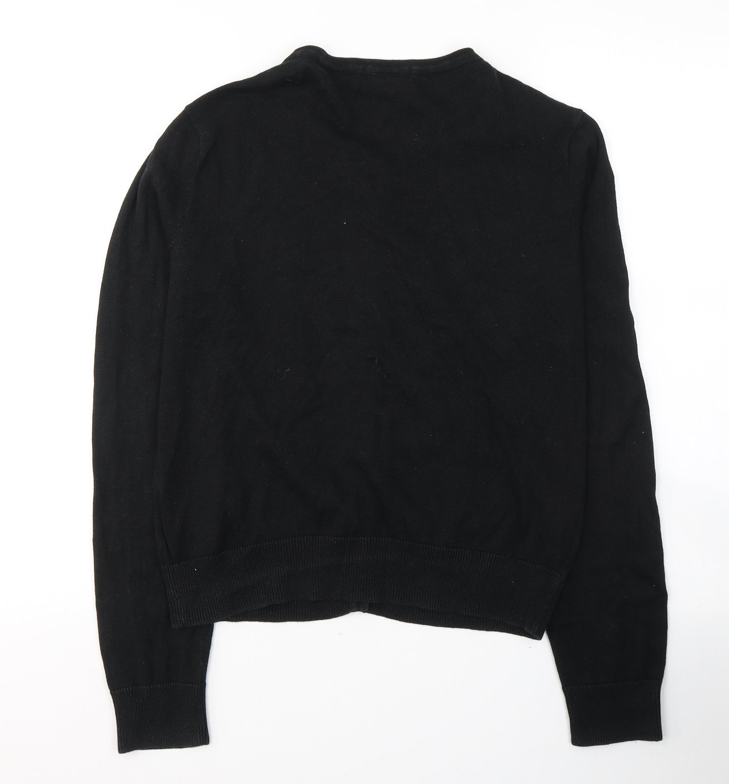 H&M Womens Black V-Neck  Cotton Cardigan Jumper Size S