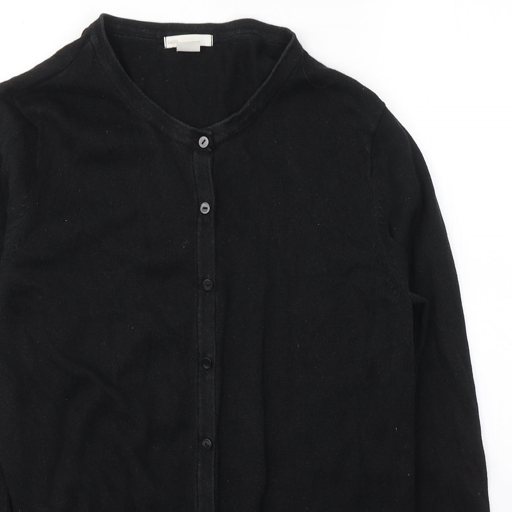 H&M Womens Black V-Neck  Cotton Cardigan Jumper Size S