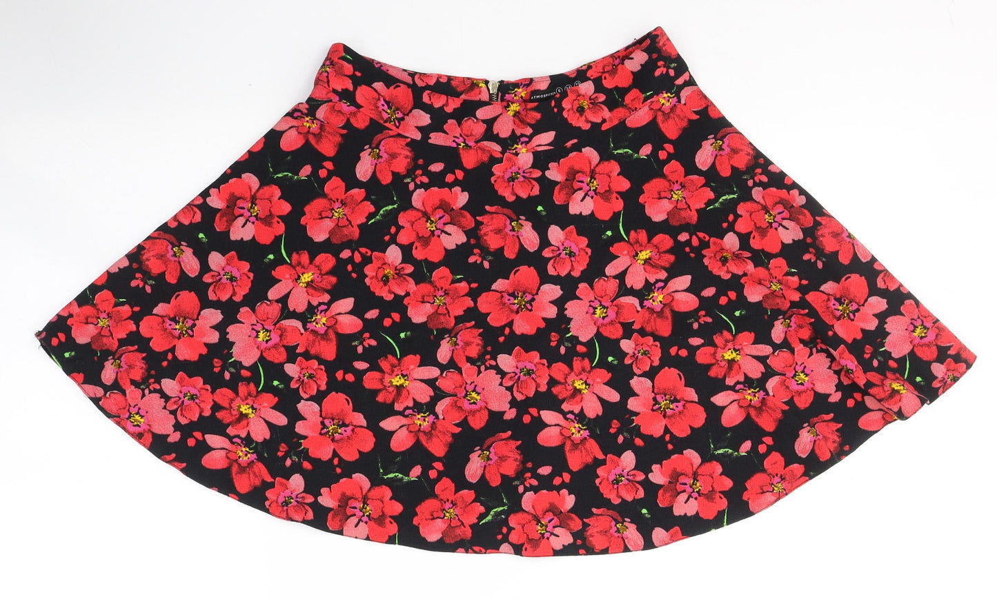 Atmosphere Womens Red Floral Polyester Flare Skirt Size 6   Zip