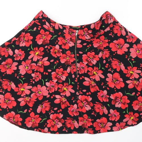 Atmosphere Womens Red Floral Polyester Flare Skirt Size 6   Zip
