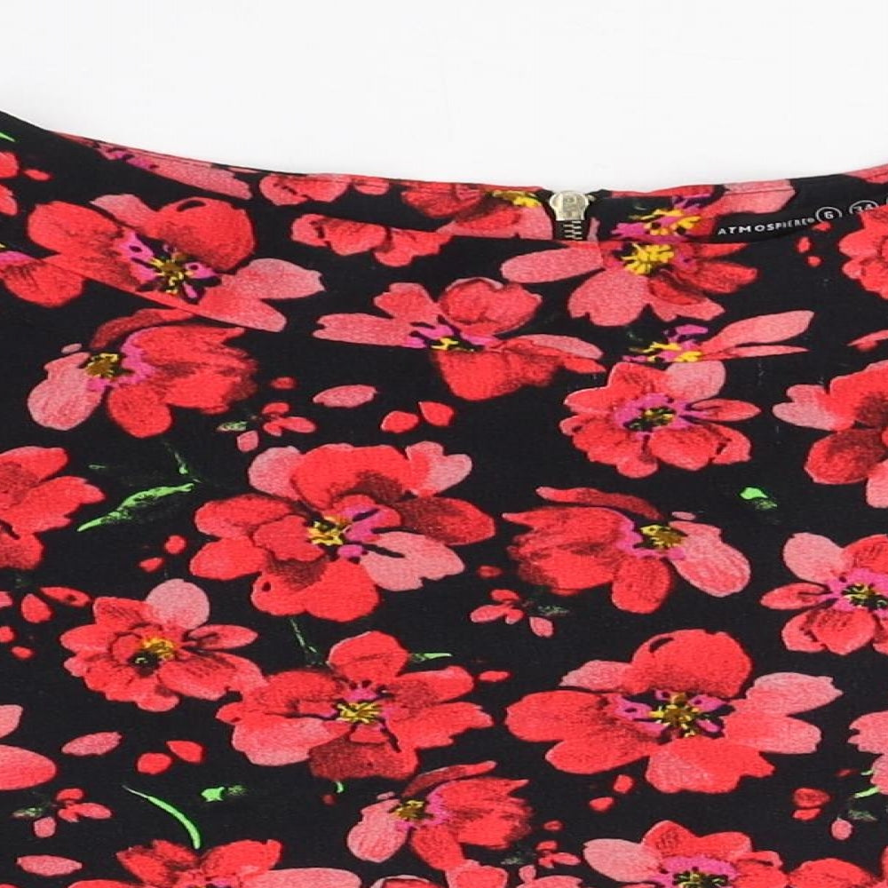 Atmosphere Womens Red Floral Polyester Flare Skirt Size 6   Zip