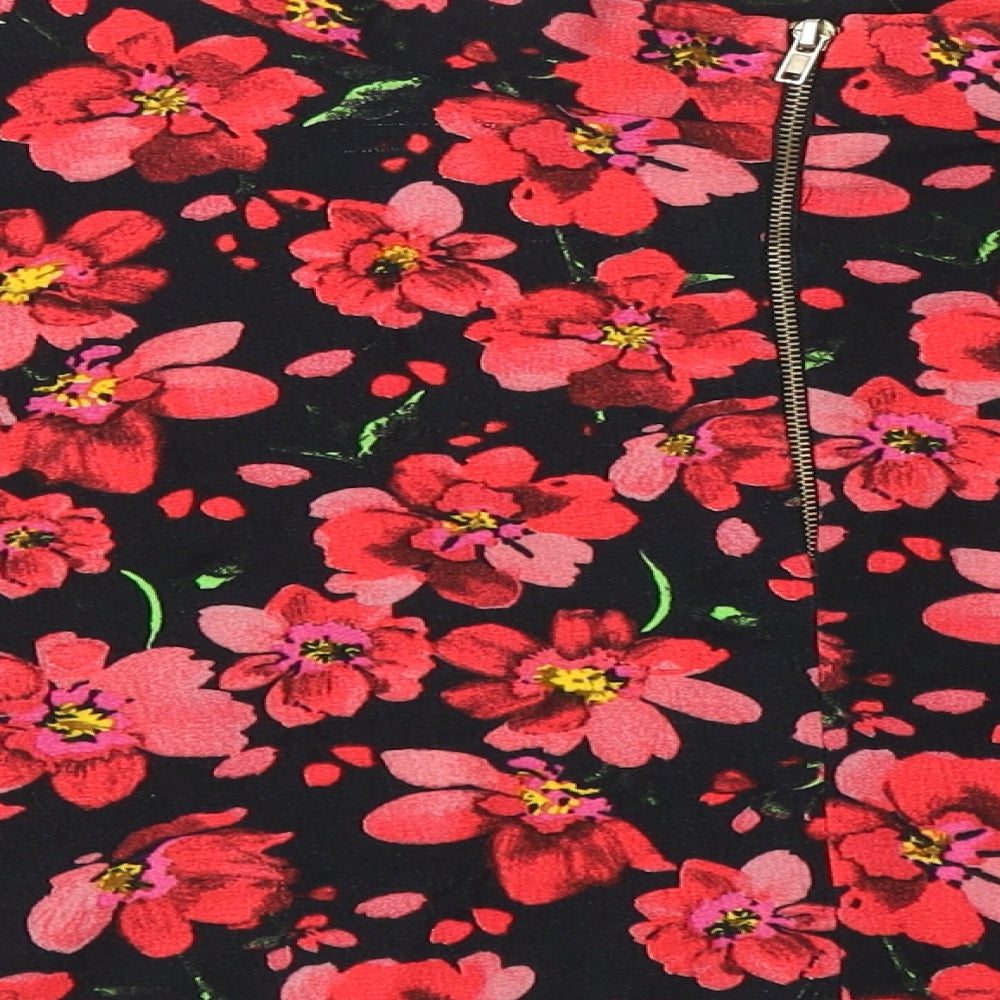 Atmosphere Womens Red Floral Polyester Flare Skirt Size 6   Zip