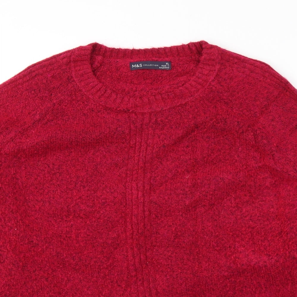 Marks and Spencer Womens Pink Round Neck  Acrylic Pullover Jumper Size XL