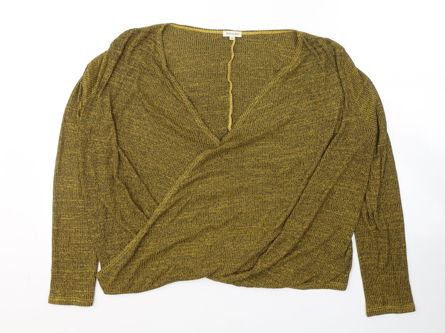 River Island Womens Green  Viscose Jersey Blouse Size 14 V-Neck