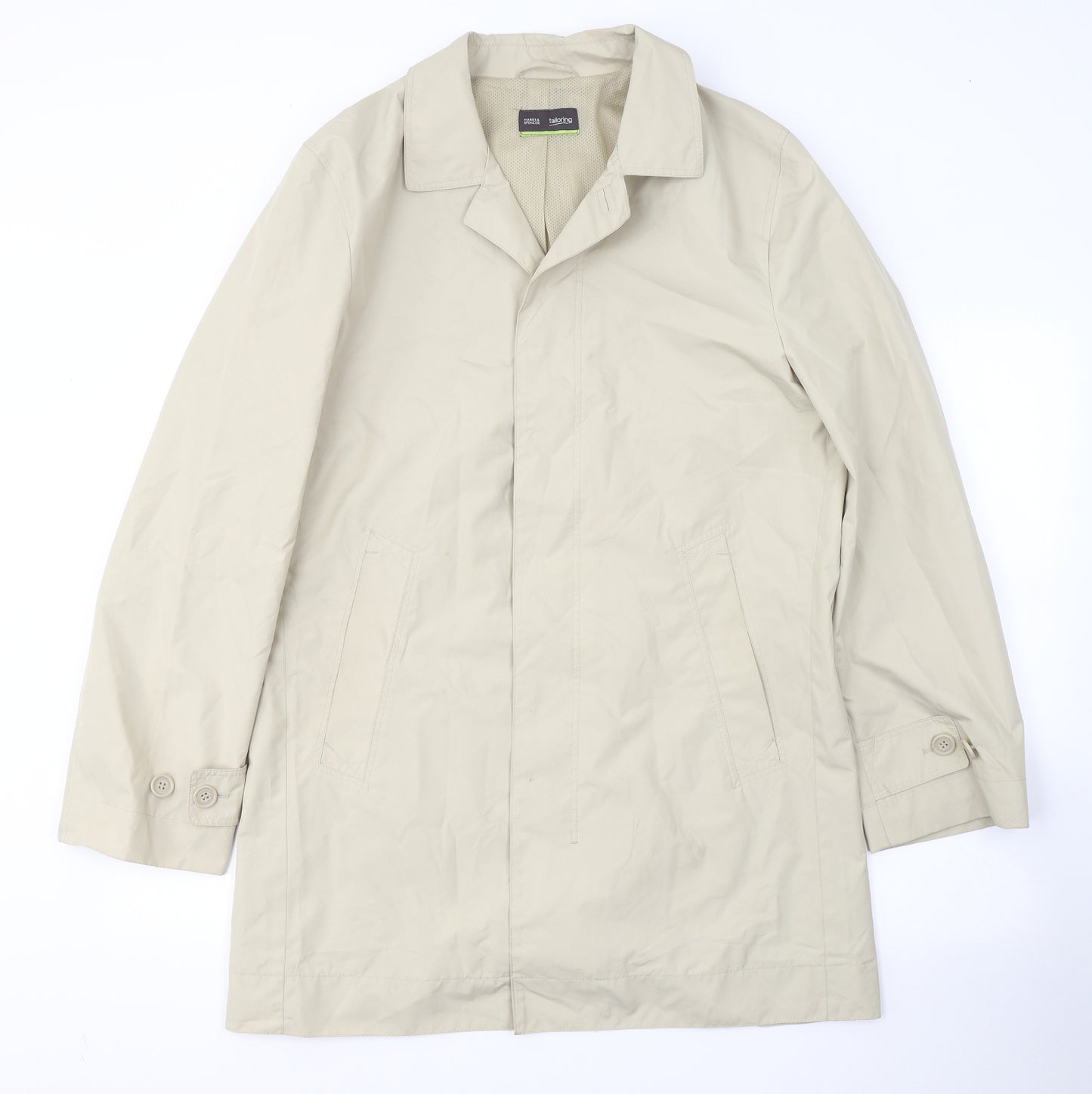 Marks and Spencer Mens Beige   Trench Coat Coat Size S  Button