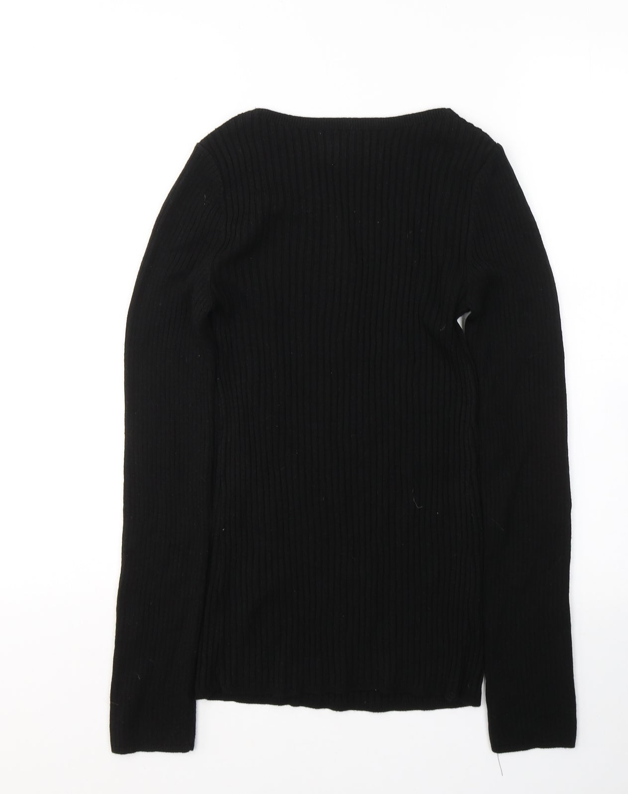 ASOS Womens Black Square Neck  Cotton Pullover Jumper Size 8
