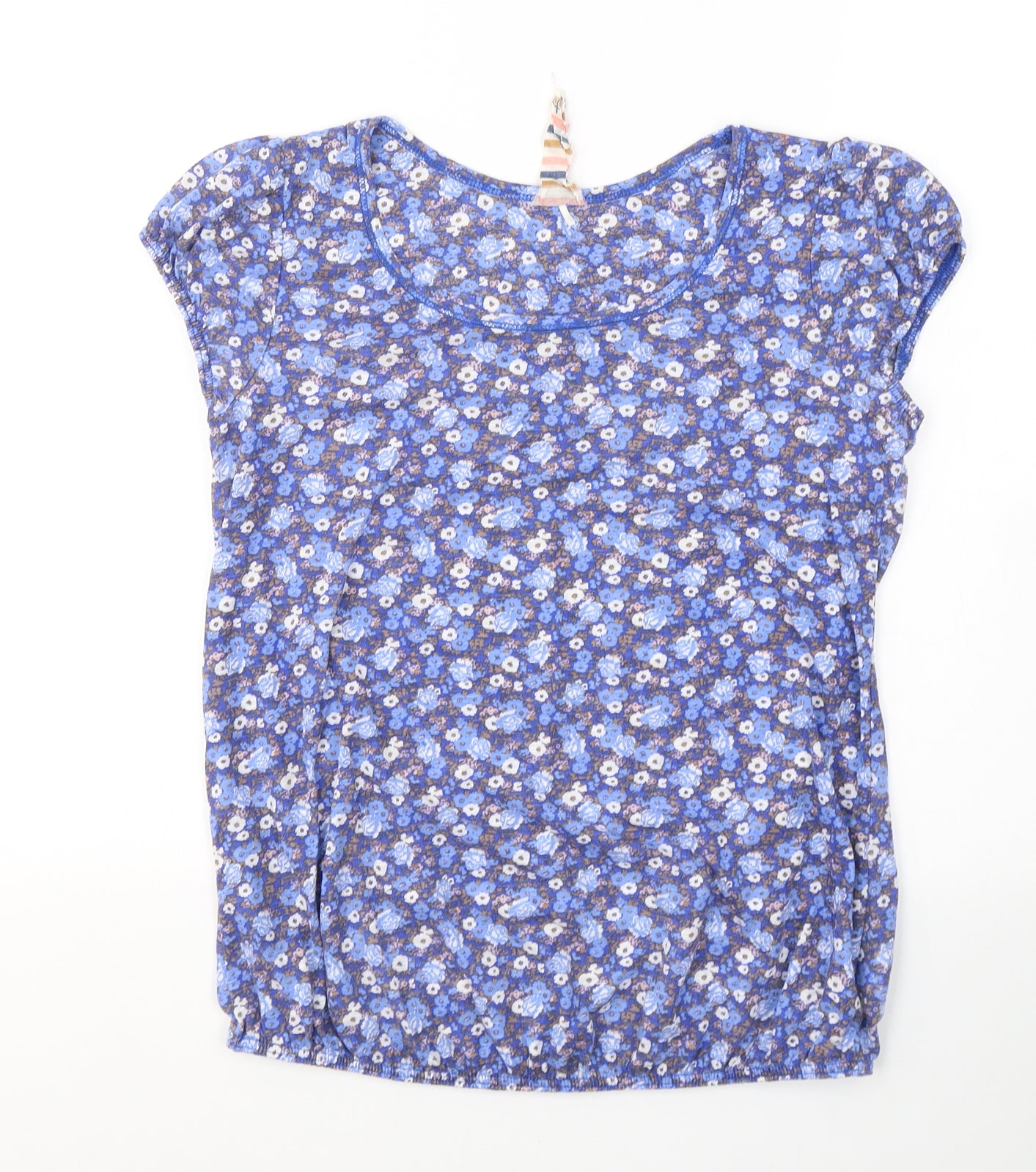 NEXT Womens Black Floral Polyester Basic T-Shirt Size 10 Round Neck