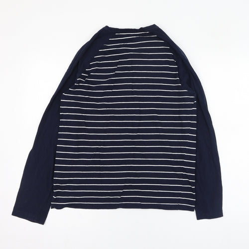 Marks and Spencer Mens Blue Striped Cotton  T-Shirt Size M Round Neck  - Loungewear