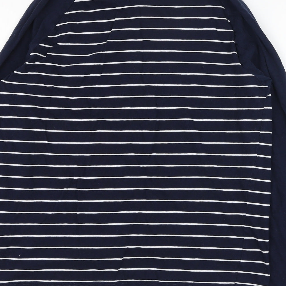 Marks and Spencer Mens Blue Striped Cotton  T-Shirt Size M Round Neck  - Loungewear