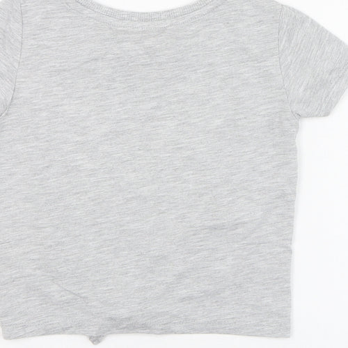 Dunnes Stores Girls Grey  Polyester Basic T-Shirt Size 5 Years Round Neck Pullover - Butterfly