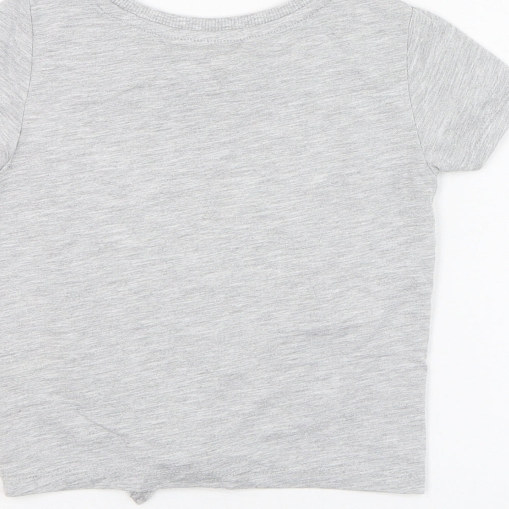 Dunnes Stores Girls Grey  Polyester Basic T-Shirt Size 5 Years Round Neck Pullover - Butterfly