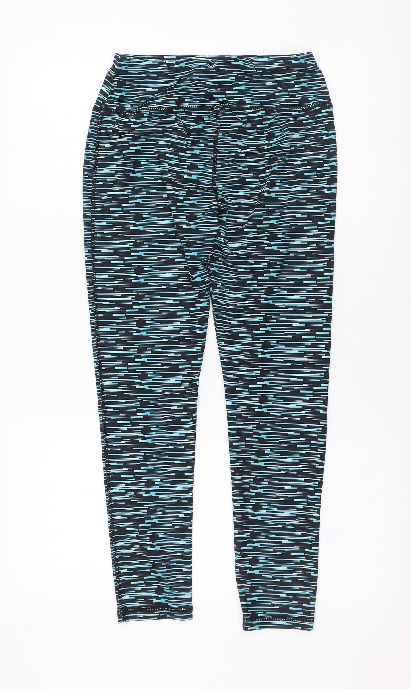 Dunnes Stores Womens Black Geometric Polyester Compression Leggings Size 26 L25 in Regular