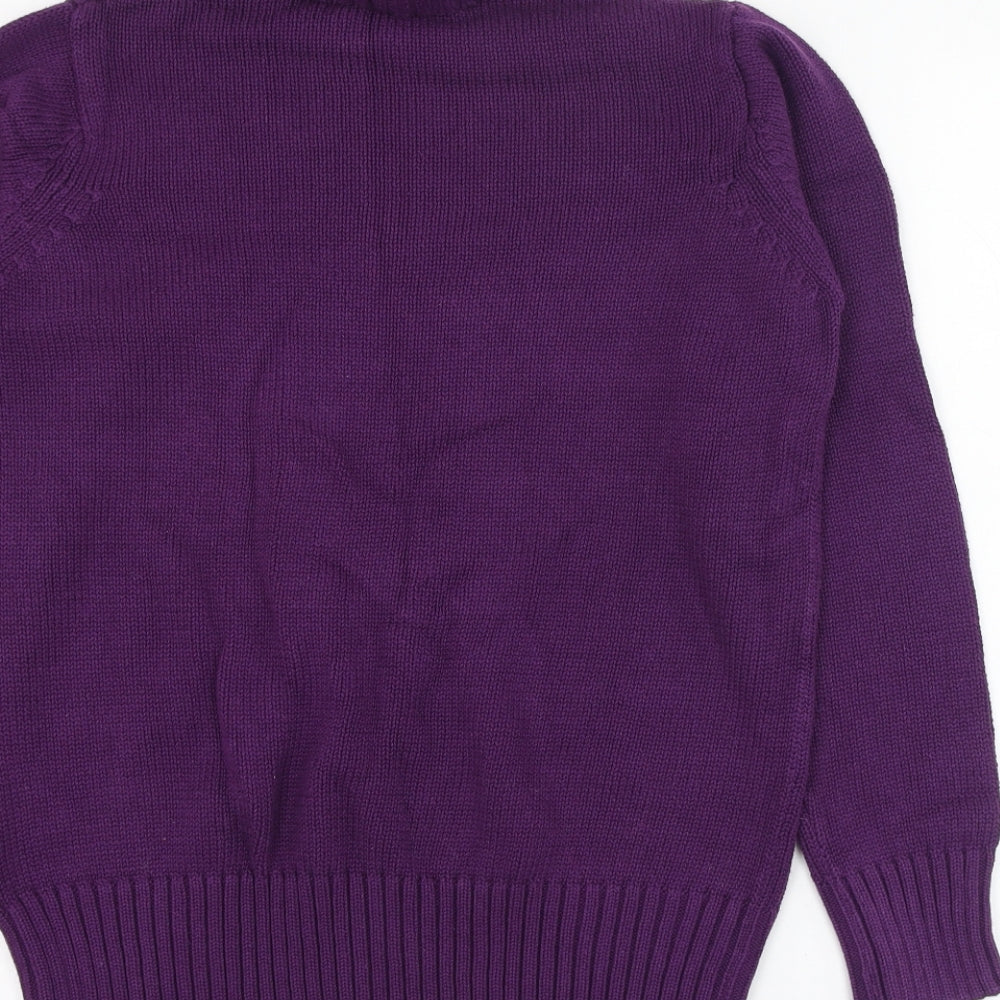 EWM Womens Purple Round Neck  Cotton Pullover Jumper Size 10
