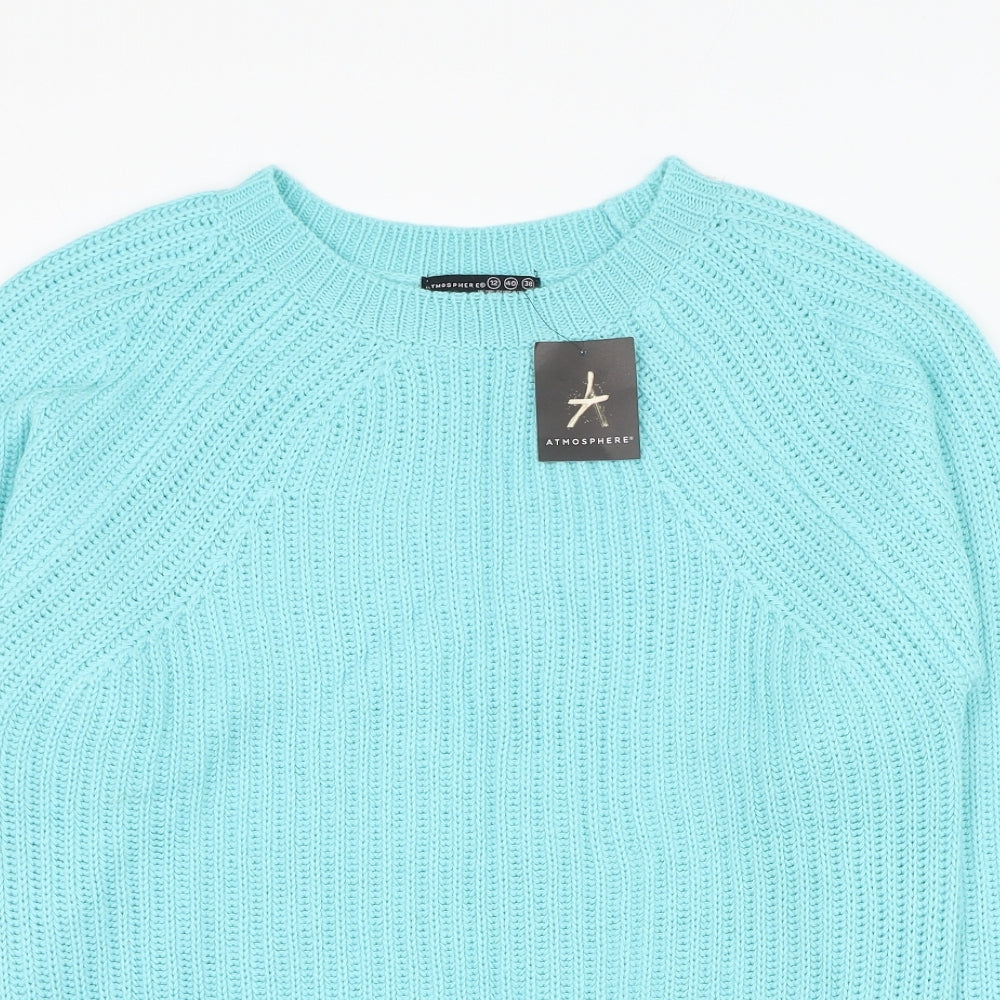 Atmosphere Womens Blue Round Neck  Acrylic Pullover Jumper Size 12