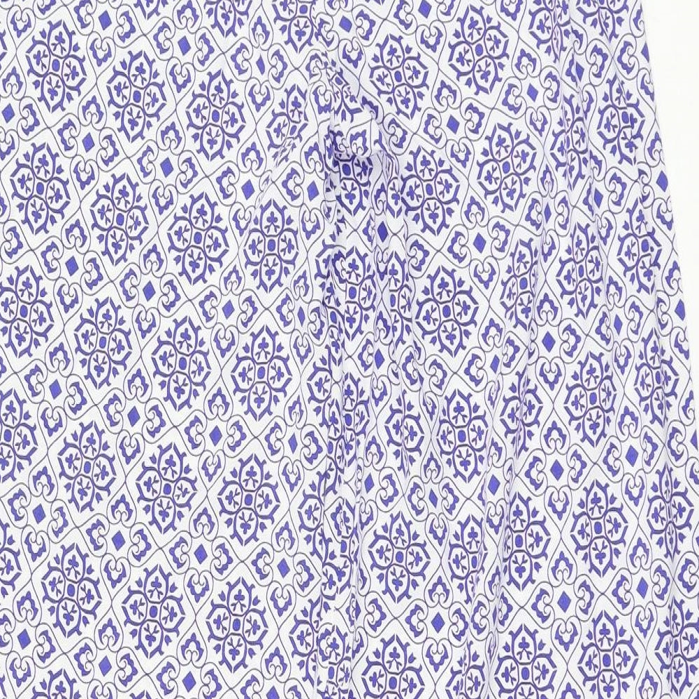 Primark Womens White Geometric Viscose Trousers  Size 6 L30 in Regular