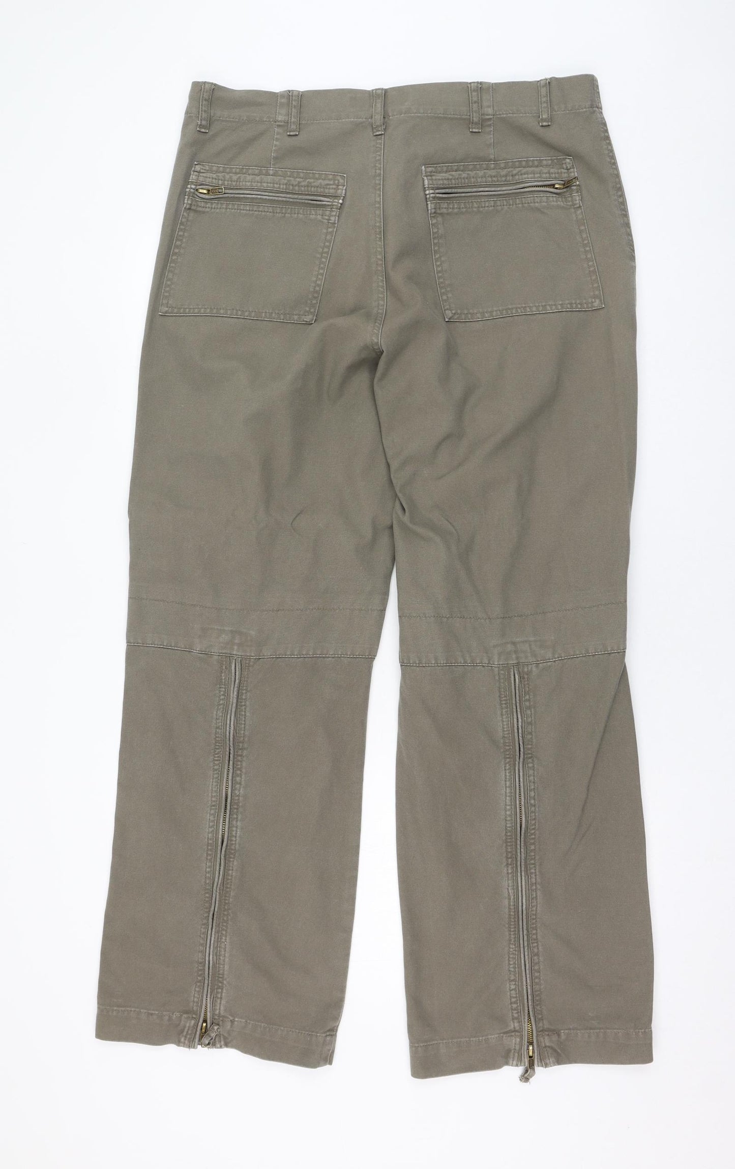 Topman Mens Brown  Cotton Cargo Trousers Size 36 L30 in Regular Zip