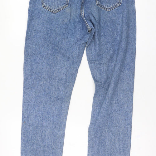 Primark Womens Blue  Cotton Straight Jeans Size 8 L28 in Regular Zip - Flower