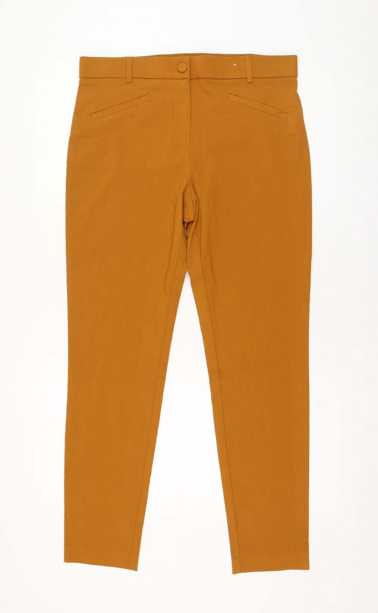 Primark Womens Orange  Viscose Carrot Trousers Size 16 L28 in Regular Zip