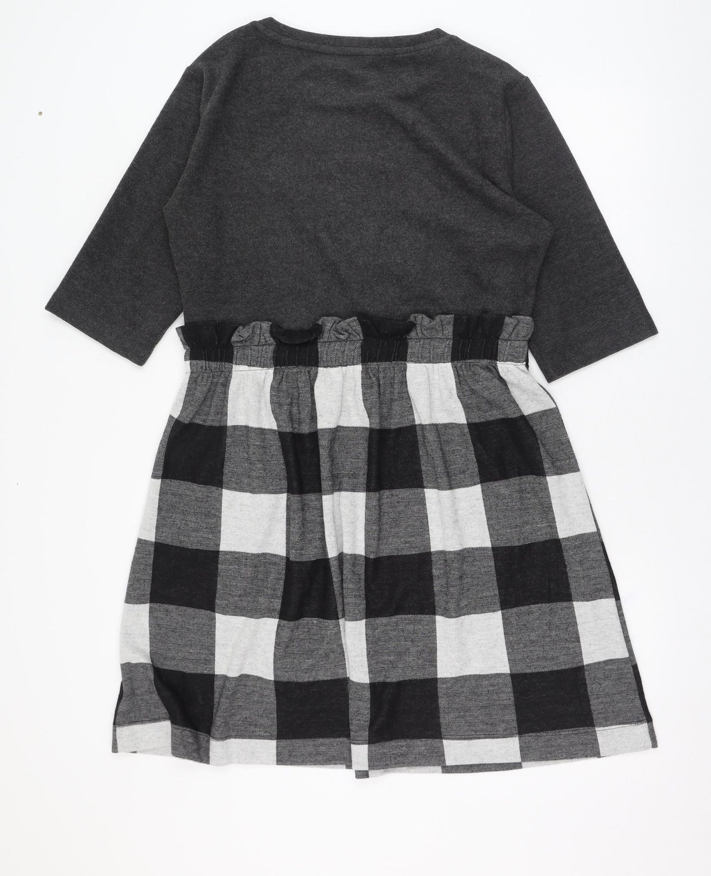 NEXT Womens Grey Check Polyester Skater Dress  Size 18  Round Neck Pullover