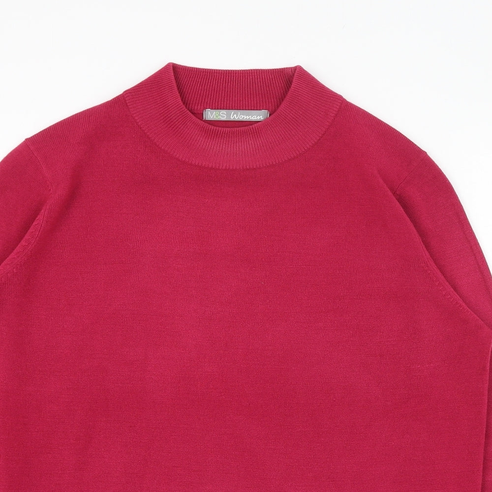 Marks and Spencer Womens Pink Round Neck  Acrylic Pullover Jumper Size 14