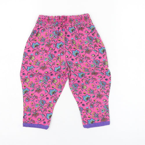 Dunnes Stores Girls Pink Floral Cotton Capri Trousers Size 6-9 Months  Pullover