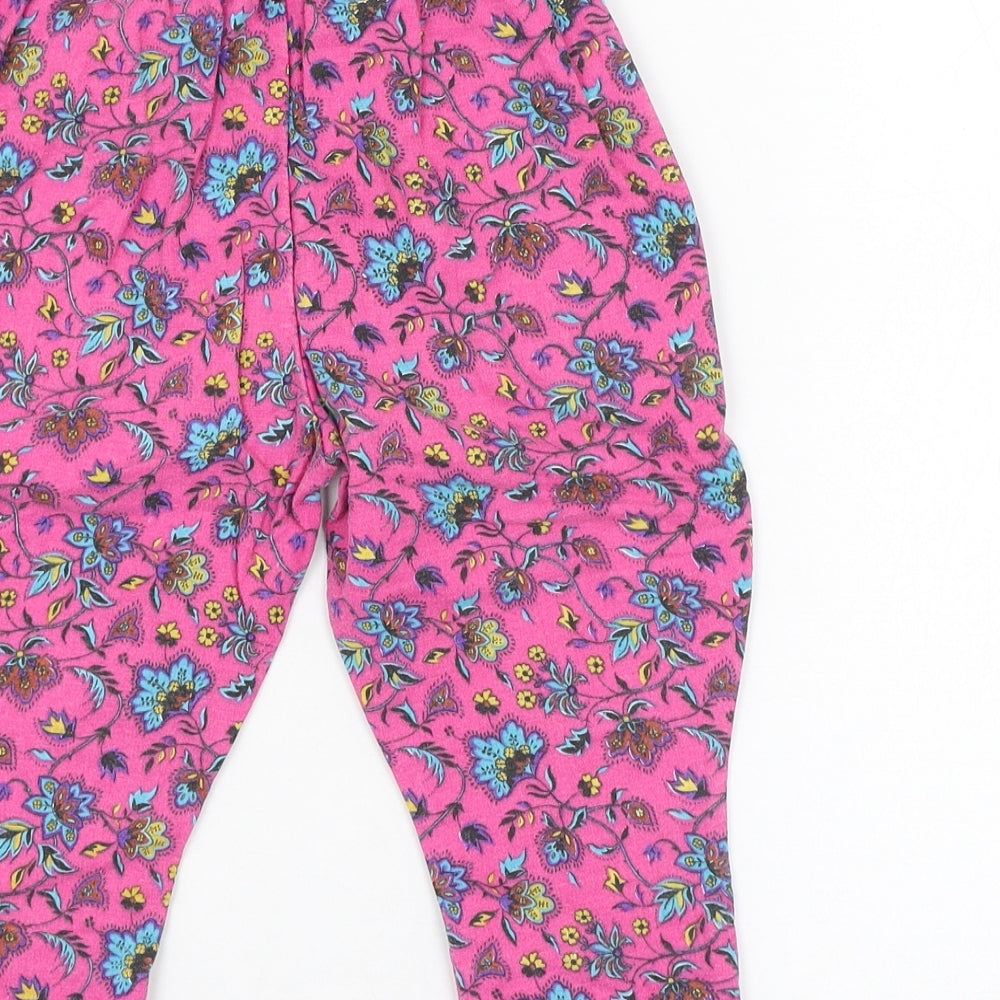 Dunnes Stores Girls Pink Floral Cotton Capri Trousers Size 6-9 Months  Pullover