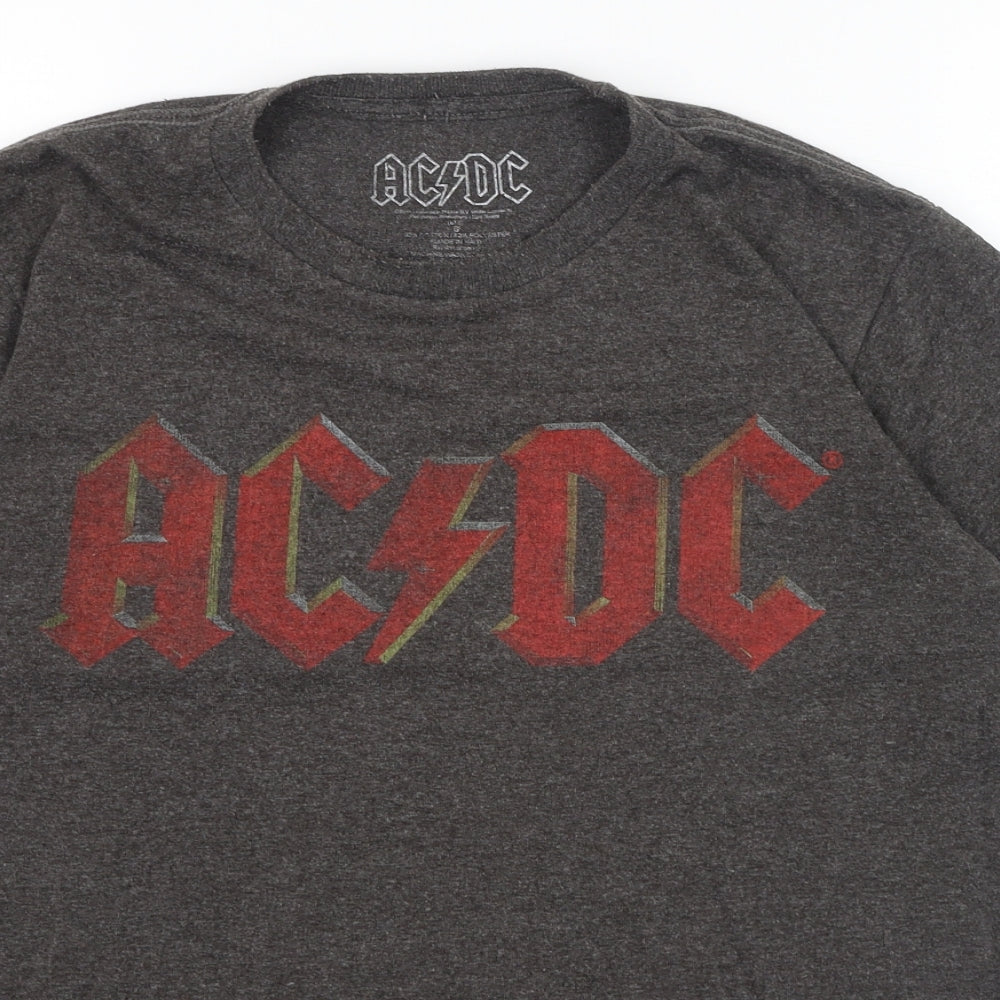 acdc Mens Grey  Cotton Basic T-Shirt Size S Round Neck Pullover - ACDC